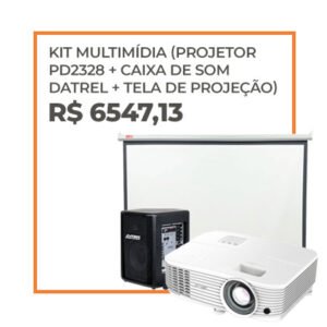 Kit Multimídia (Projetor PD2328 + Caixa de Som Datrel + Tela de Projeção)